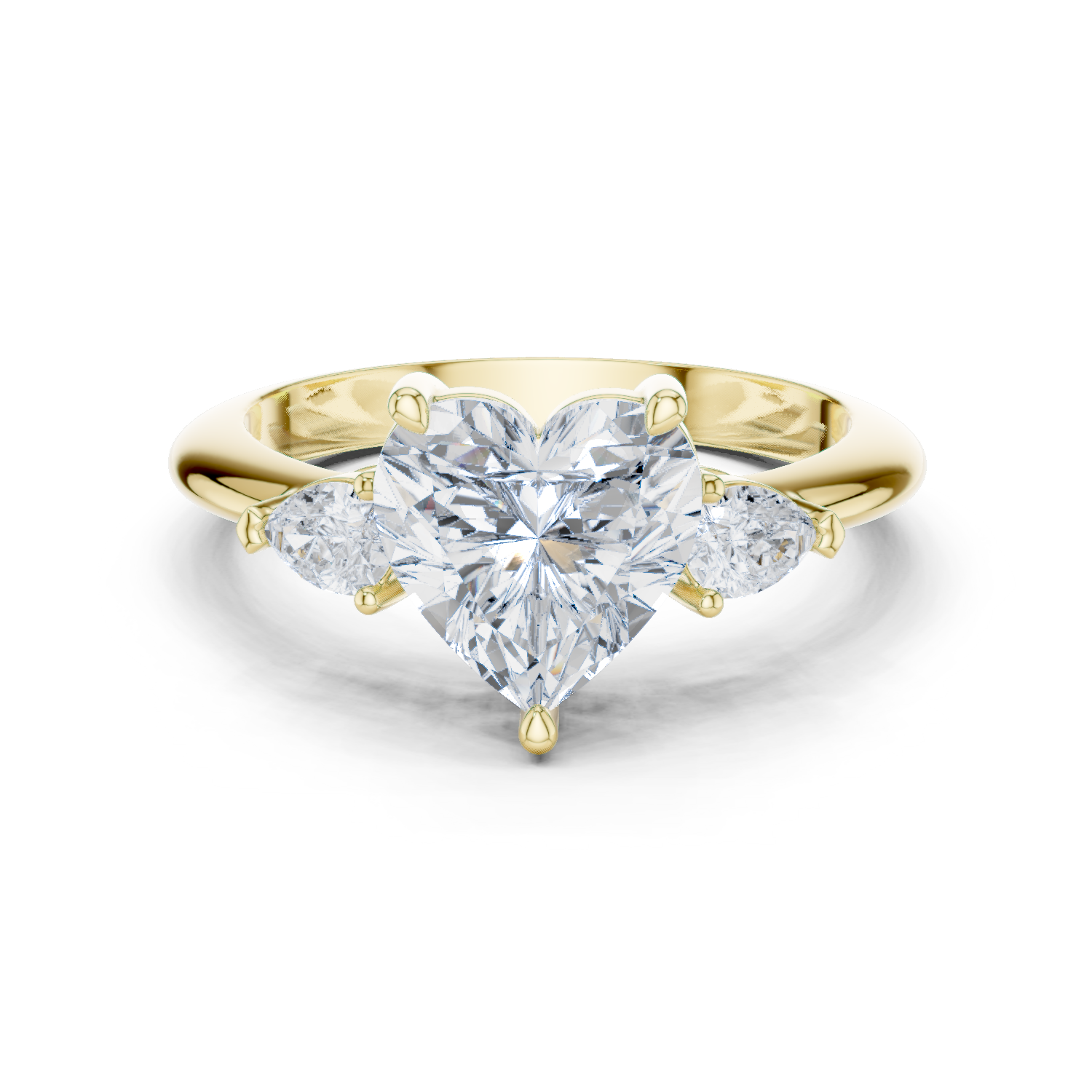 Gold Jewelry L35-66, Heart center stone, Yellow Gold