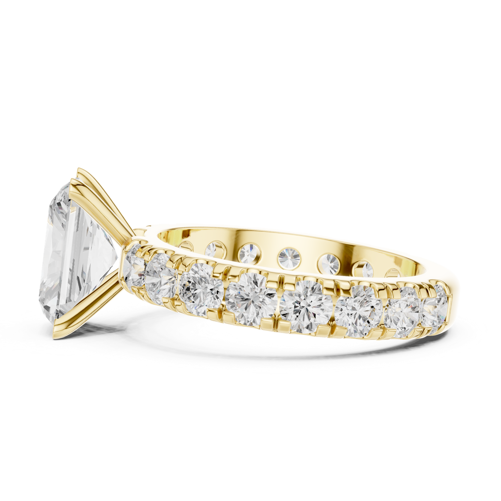 Gold Jewelry L35-63, Radiant center stone, Yellow Gold, view 3