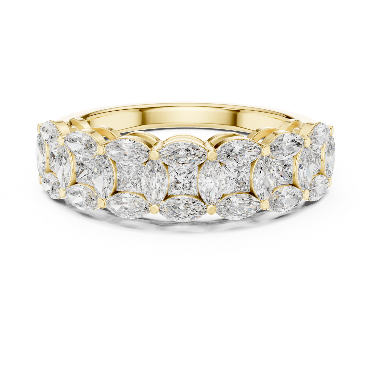 14K Solid Gold Lab Diamond Eternity Ring, Yellow Gold