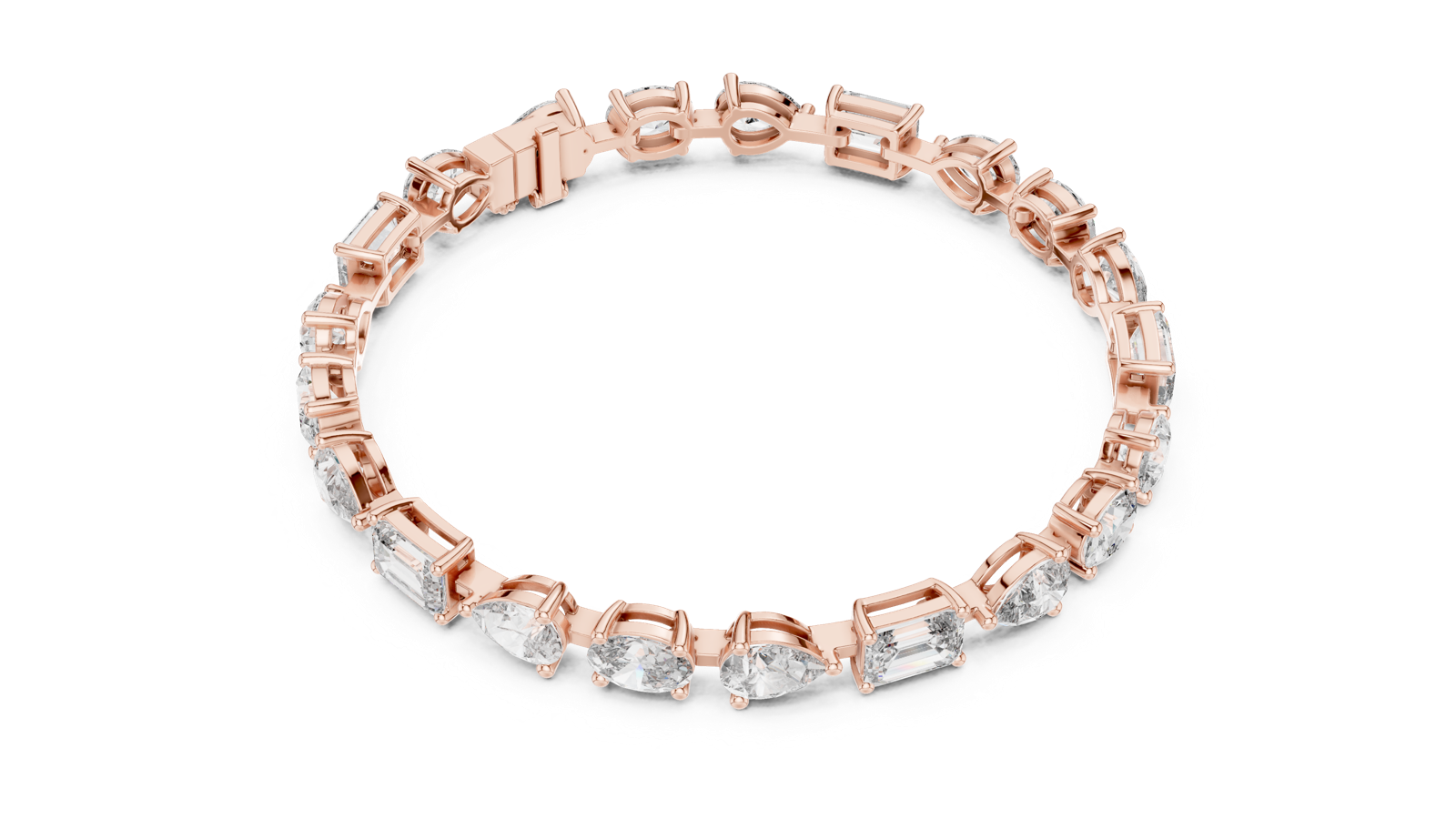 14K Solid Gold Lab Diamond Bracelet, Rose Gold, view 2
