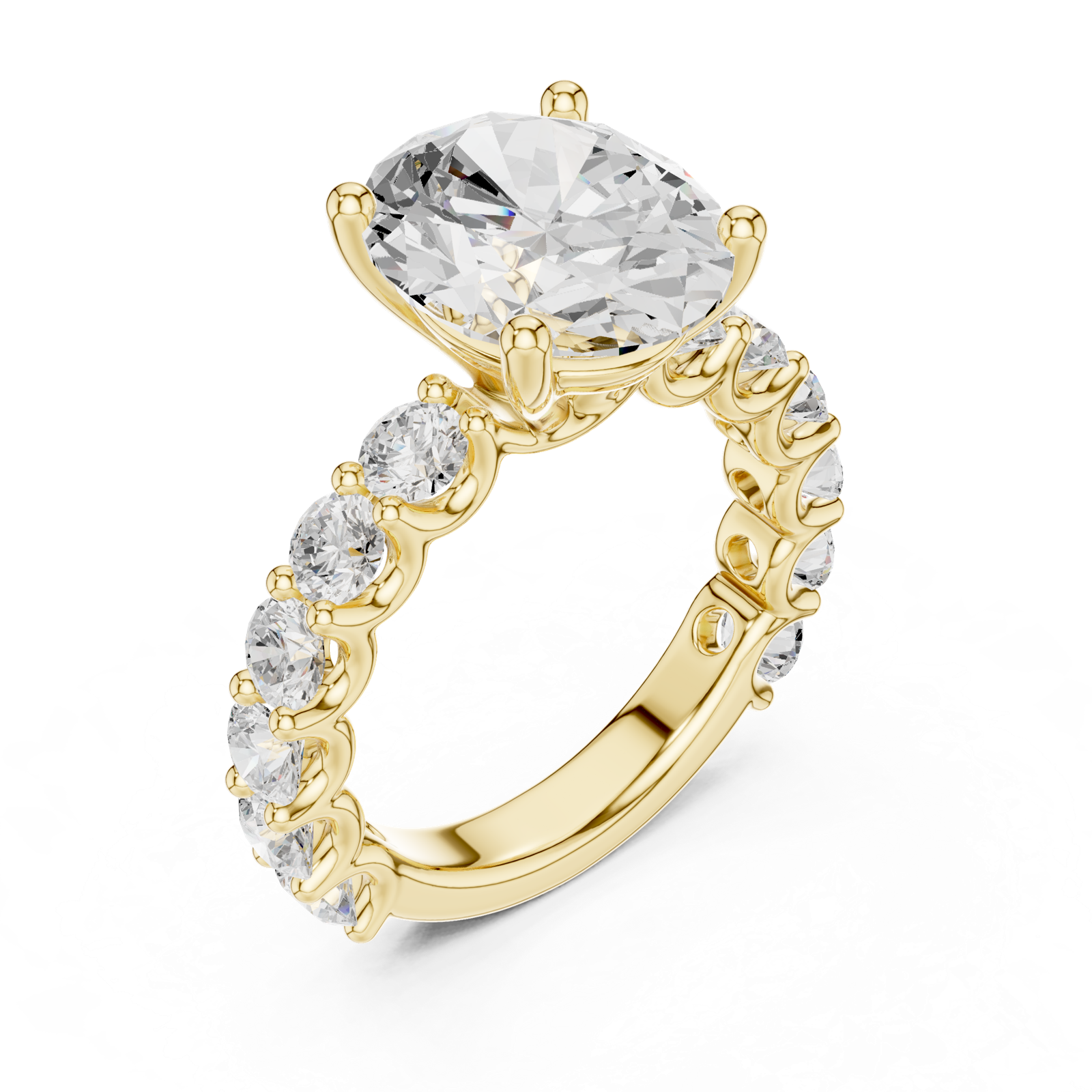 Gold Ring DDLR-087, Oval center stone, Yellow Gold, view 2