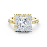Gold Ring DDLR-349, Princess center stone, Yellow Gold