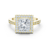 Gold Ring DDLR-349, Princess center stone, Yellow Gold