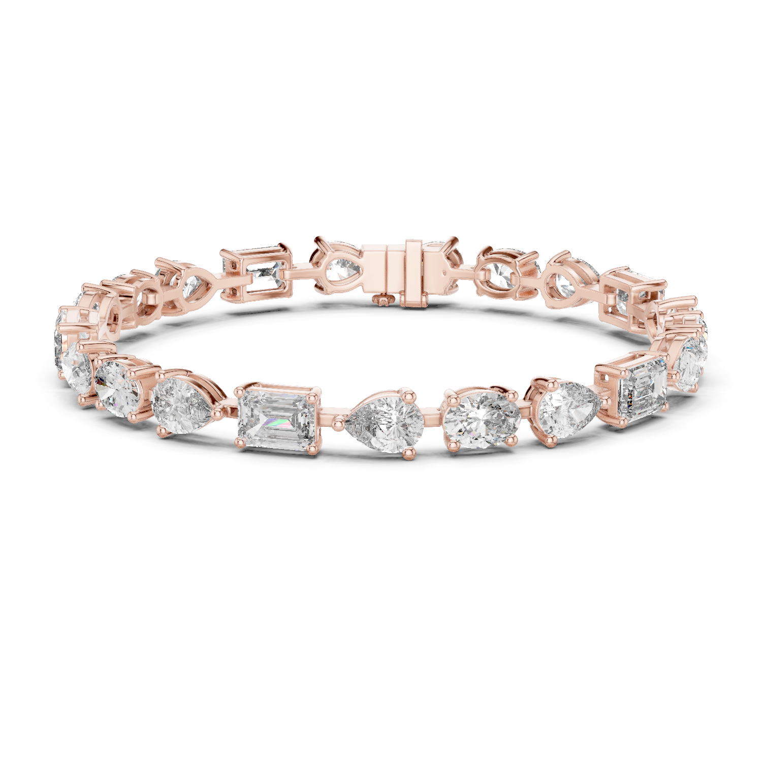 14K Solid Gold Lab Diamond Bracelet, Rose Gold