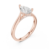 Gold Ring DDLR-163, Pear center stone, Rose Gold, view 2