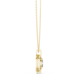 14K Solid Gold Lab Diamond Halo Pendant Necklace, Yellow Gold, view 3