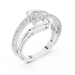 14K Solid Gold Lab Diamond Crossover Ring, White Gold, view 2