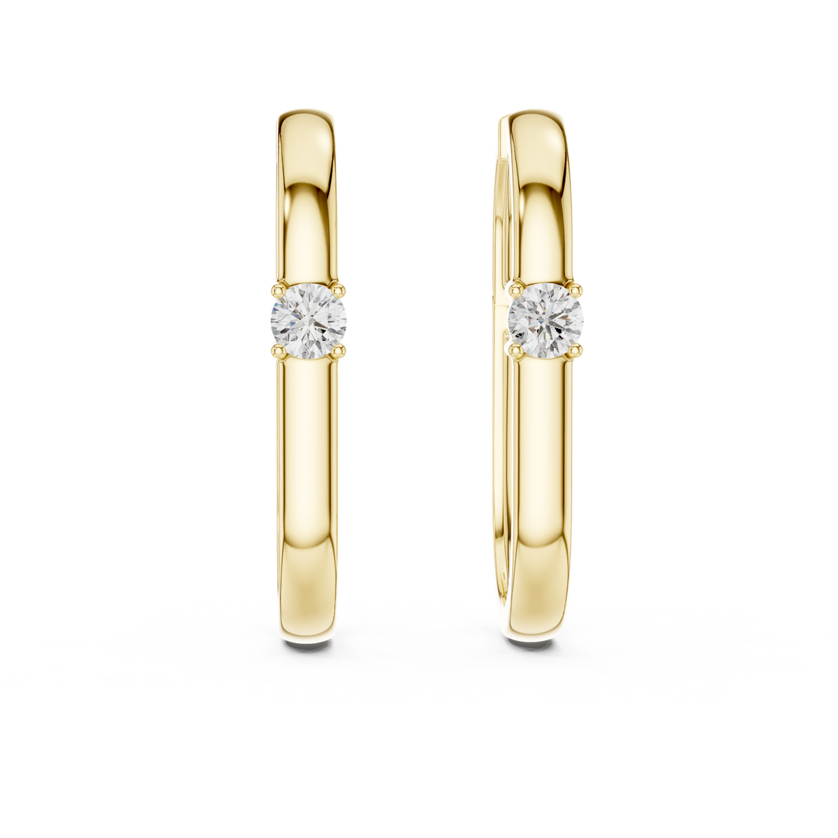 14K Solid Gold Lab Diamond Huggie Earrings, Yellow Gold