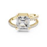 Gold Jewelry, Asscher center stone, Yellow Gold, view 4