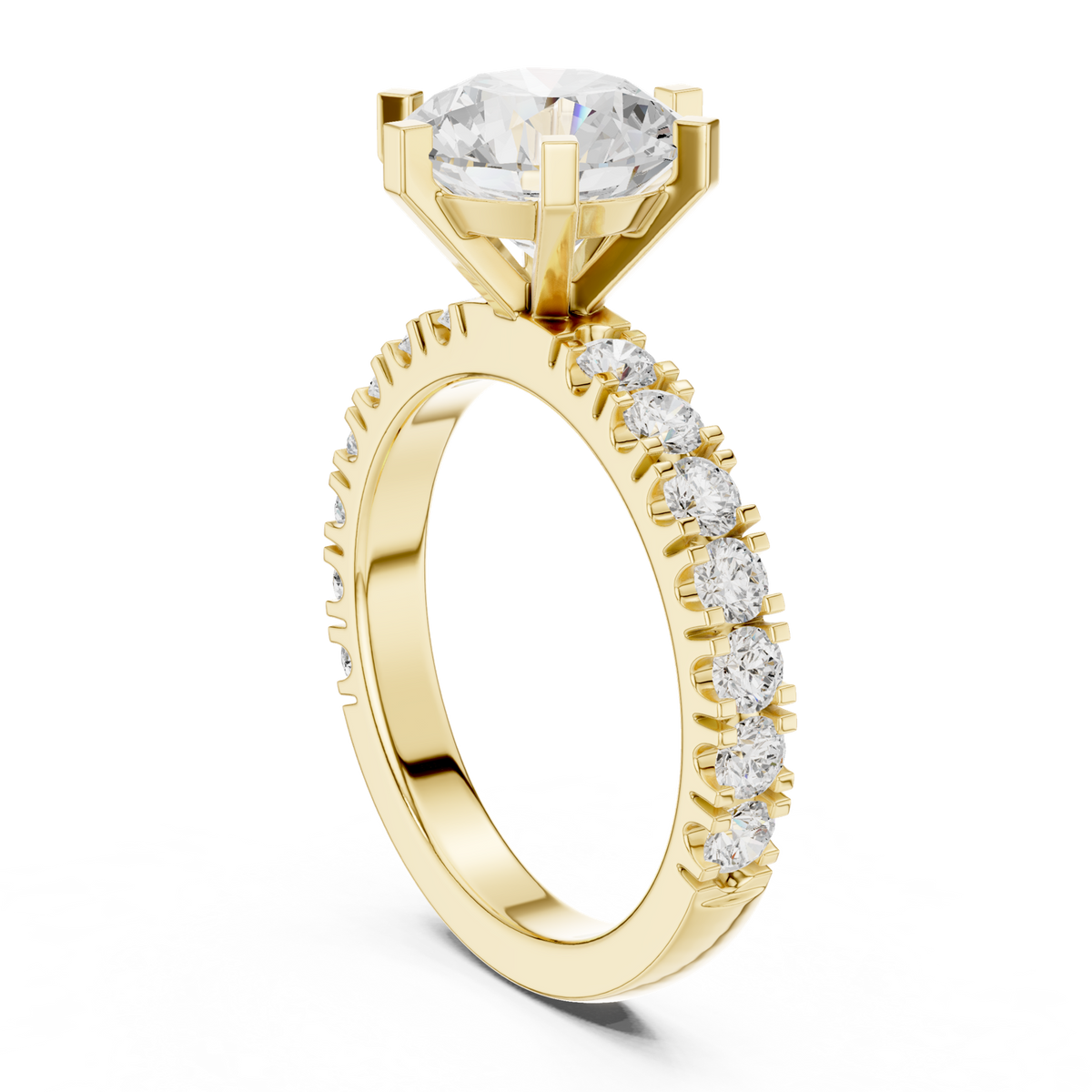 14K Solid Gold Lab Diamond Solitaire Ring, Yellow Gold, view 1