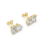 14K Solid Gold Lab Diamond Cluster Earrings, Yellow Gold, view 2
