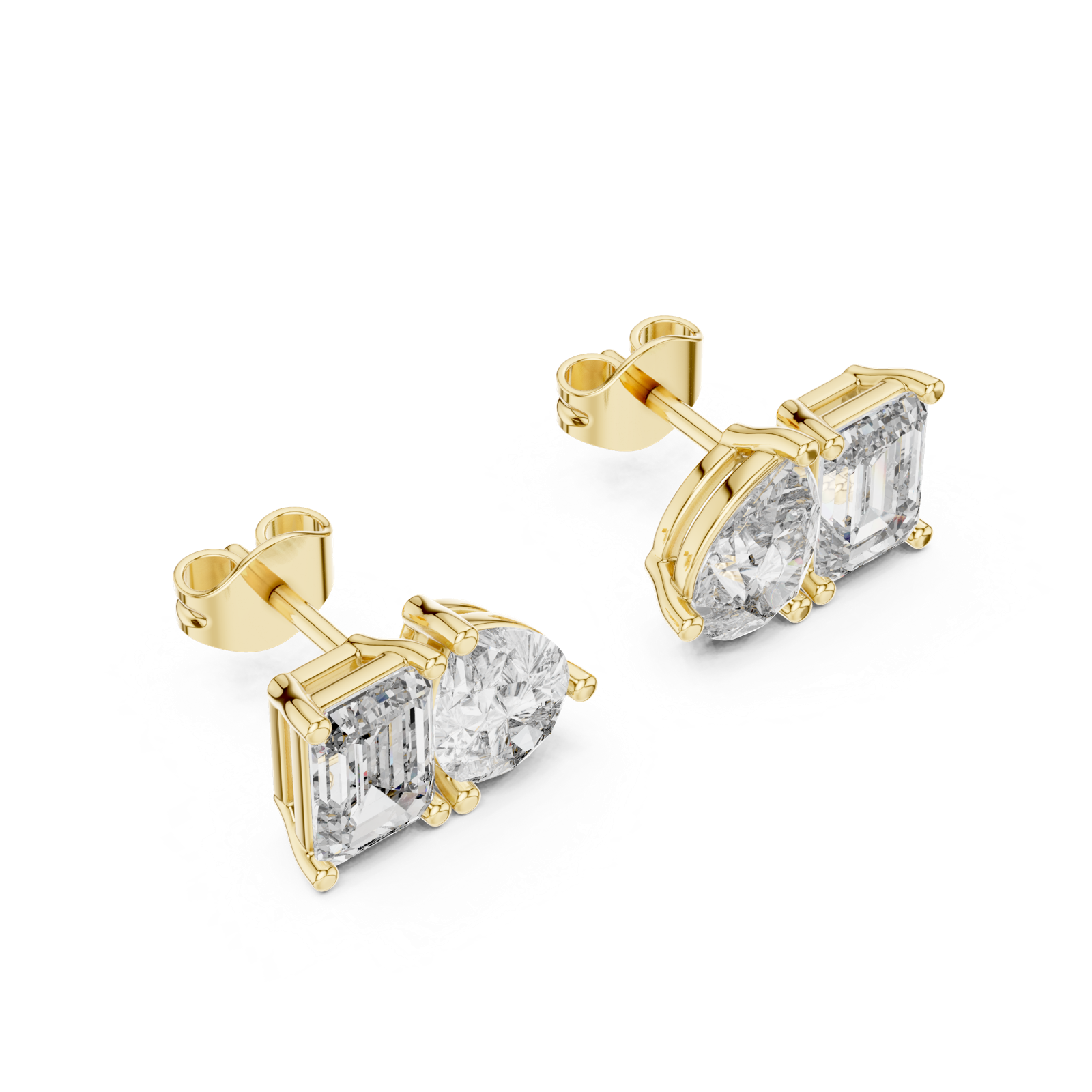 14K Solid Gold Lab Diamond Cluster Earrings, Yellow Gold, view 2