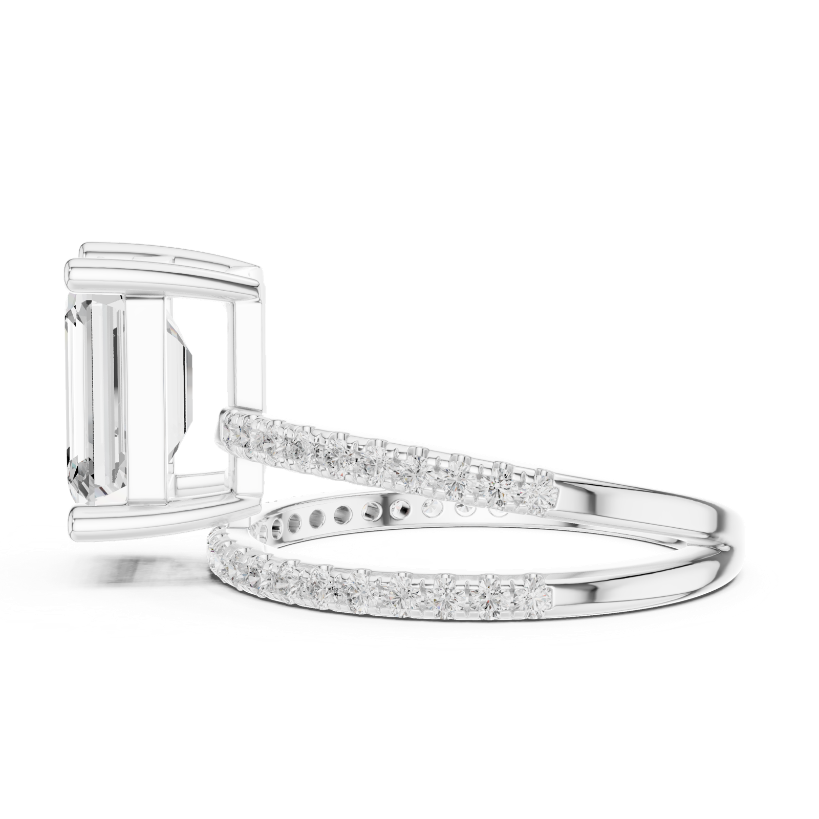 Gold Jewelry L35-39, Emerald center stone, White Gold, view 3