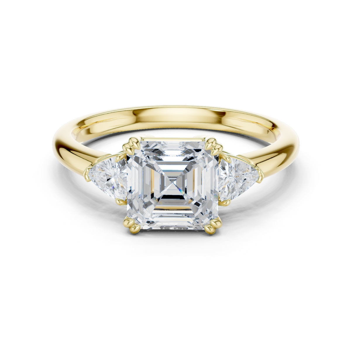 Gold Ring, Asscher center stone, Yellow Gold