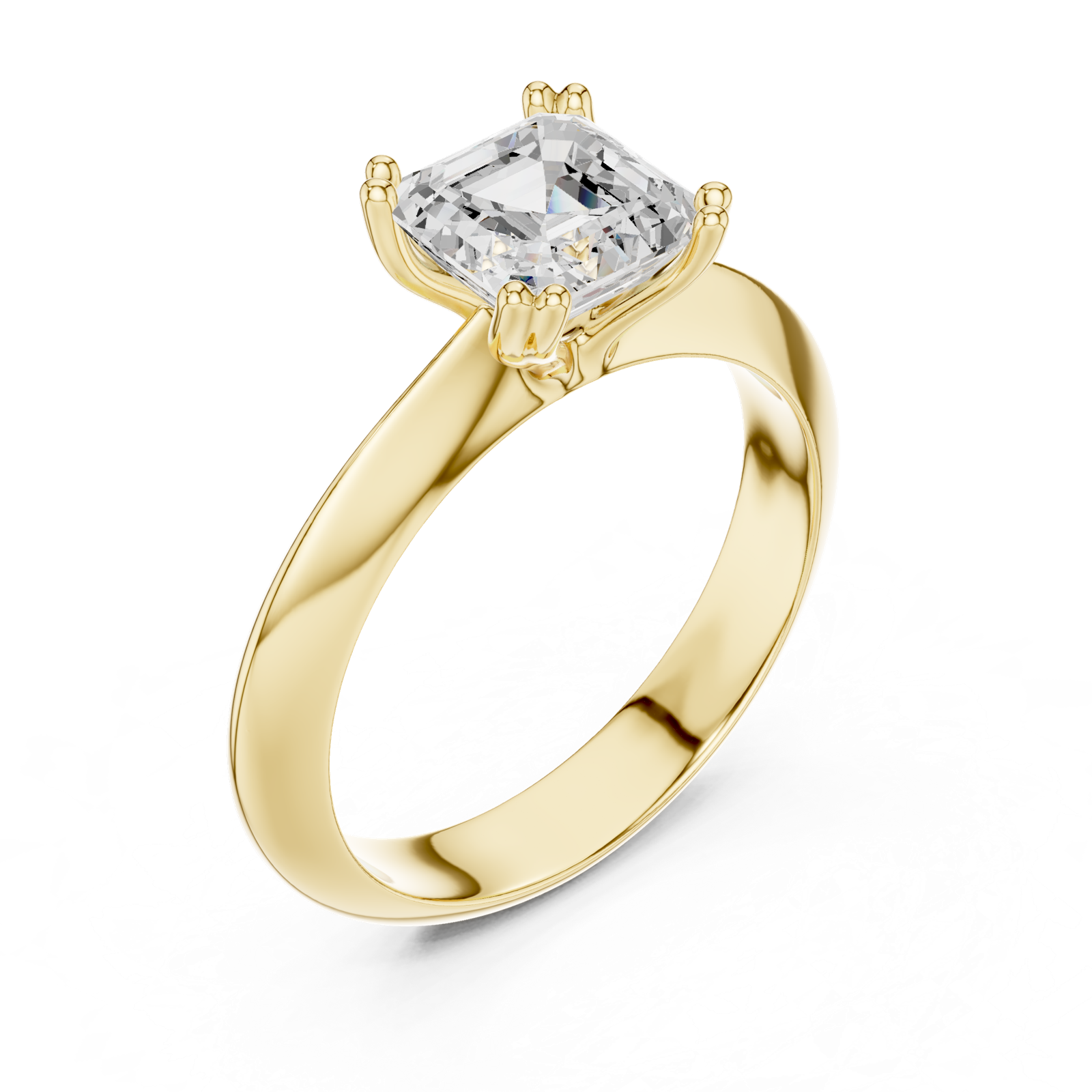 Gold Jewelry L36-8, Asscher center stone, Yellow Gold, view 2