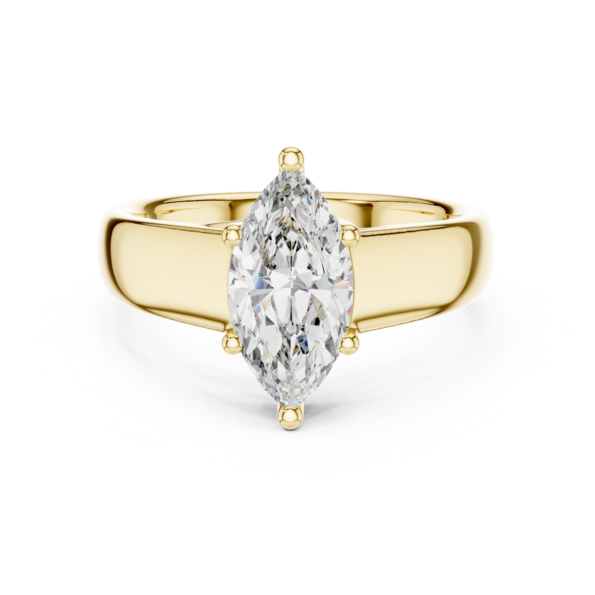 14K Solid Gold Lab Diamond Solitaire Ring, Yellow Gold