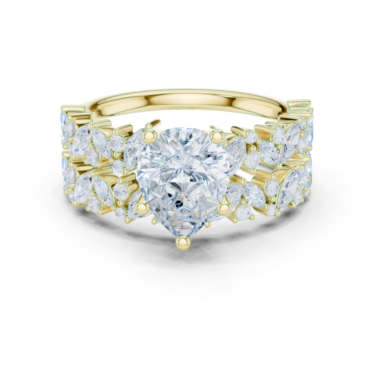 14K Solid Gold Lab Diamond Solitaire Ring, Yellow Gold