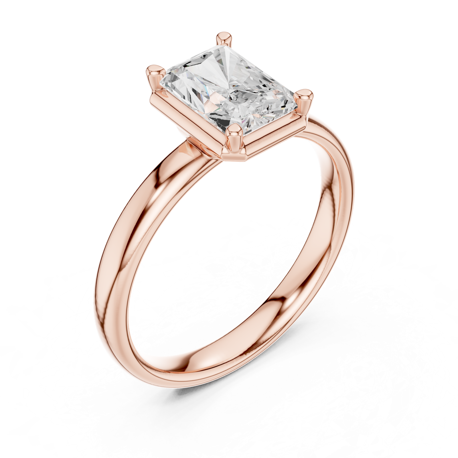 Gold Jewelry L36-10, Radiant center stone, Rose Gold, view 2