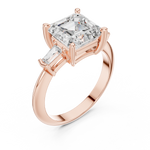 Gold Jewelry, Asscher center stone, Rose Gold, view 2