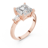Gold Jewelry, Asscher center stone, Rose Gold, view 2