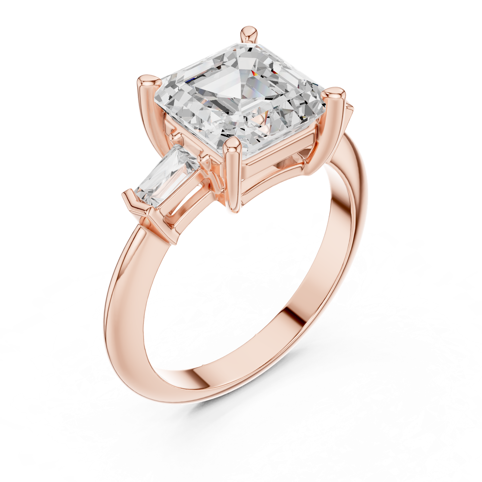 Gold Jewelry, Asscher center stone, Rose Gold, view 2