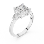 Gold Jewelry, Asscher center stone, White Gold, view 2