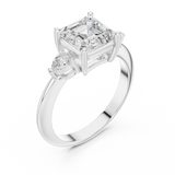 Gold Jewelry, Asscher center stone, White Gold, view 2