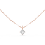 14K Solid Gold Lab Diamond Solitaire Pendant Necklace, Rose Gold