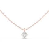 14K Solid Gold Lab Diamond Solitaire Pendant Necklace, Rose Gold