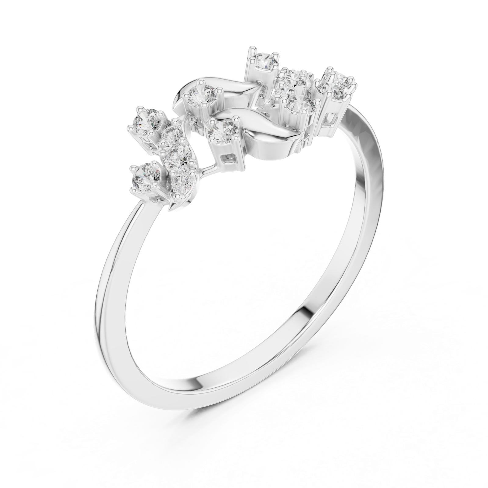 Gold Ring LR-01 (68), White Gold, view 2