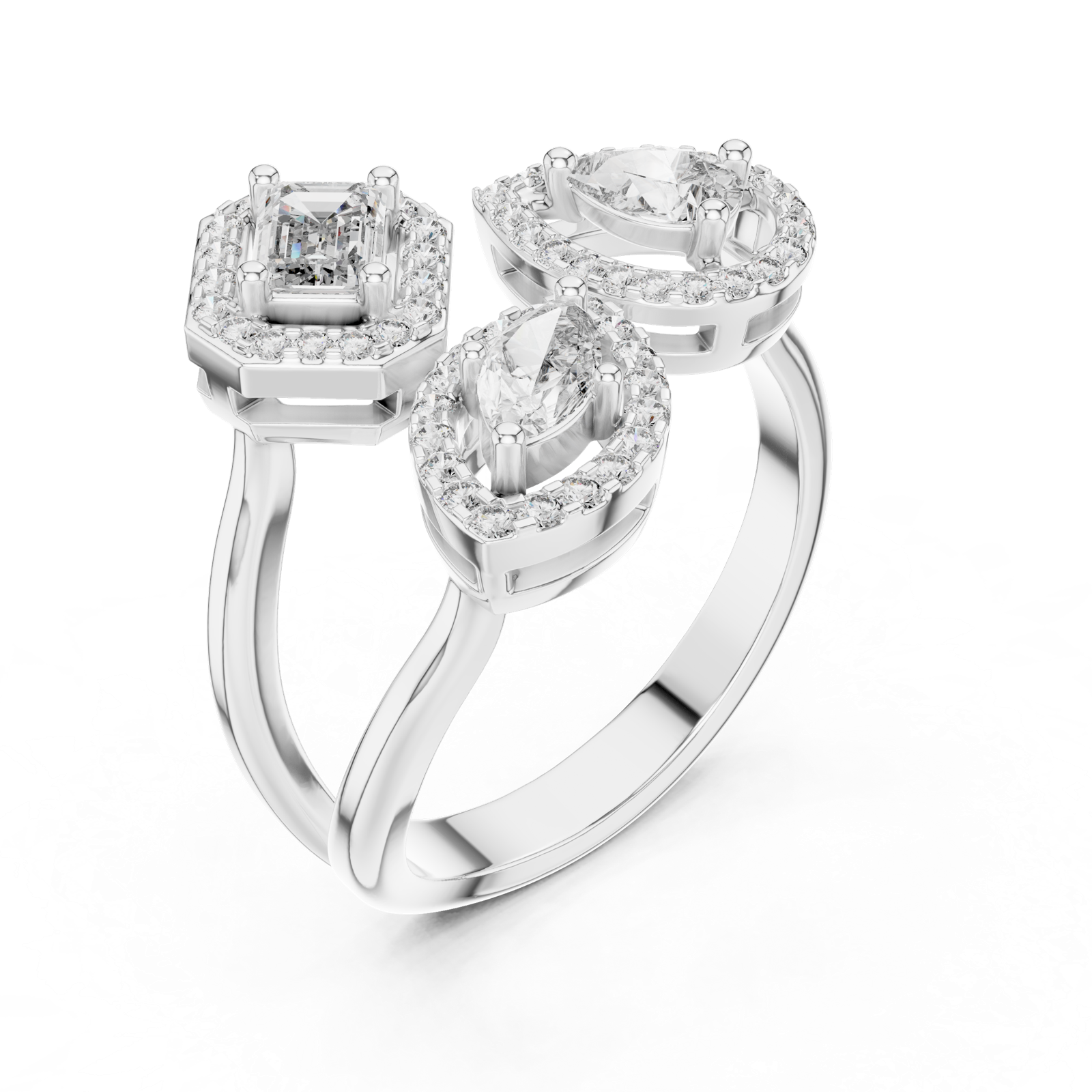 Gold Ring L03-504, White Gold, view 2