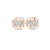 14K Solid Gold Lab Diamond Cluster Earrings, Rose Gold