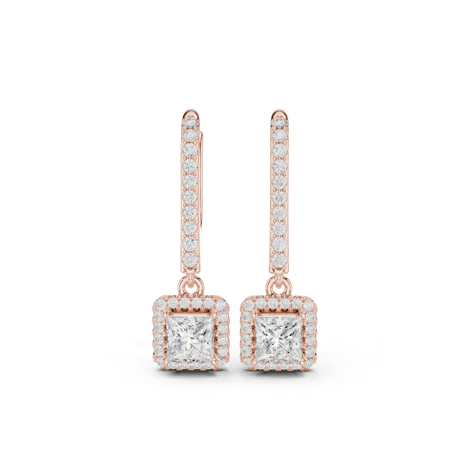 Gold Jewelry DDER-034, Princess center stone, Rose Gold
