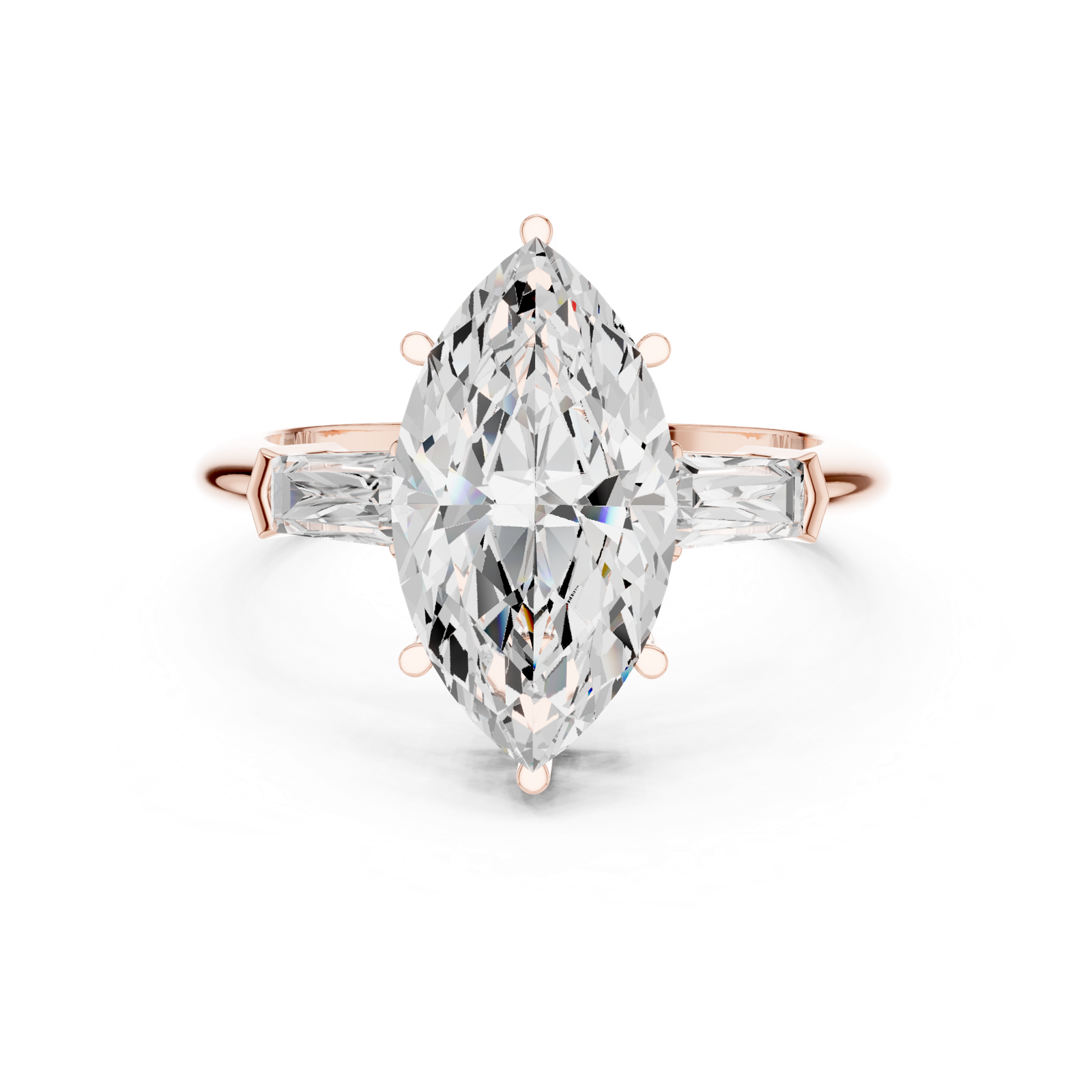 Gold Jewelry L35-67, Marquise center stone, Rose Gold, view 4