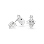 14K Solid Gold Lab Diamond Leaf Cluster Earrings, White Gold, view 1