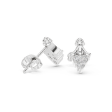 14K Solid Gold Lab Diamond Leaf Cluster Earrings, White Gold, view 1