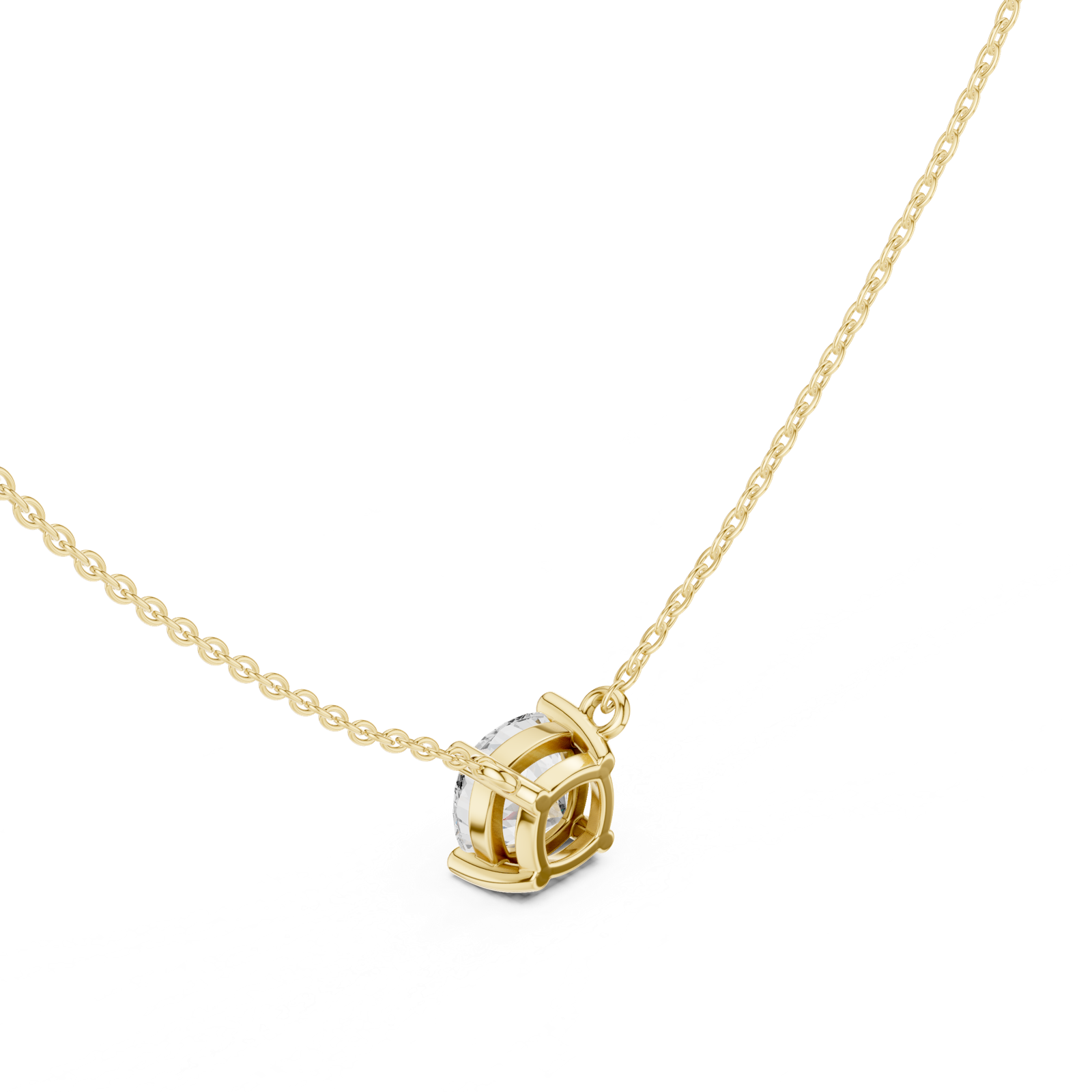 Gold Jewelry, Cushion center stone, Yellow Gold, view 2