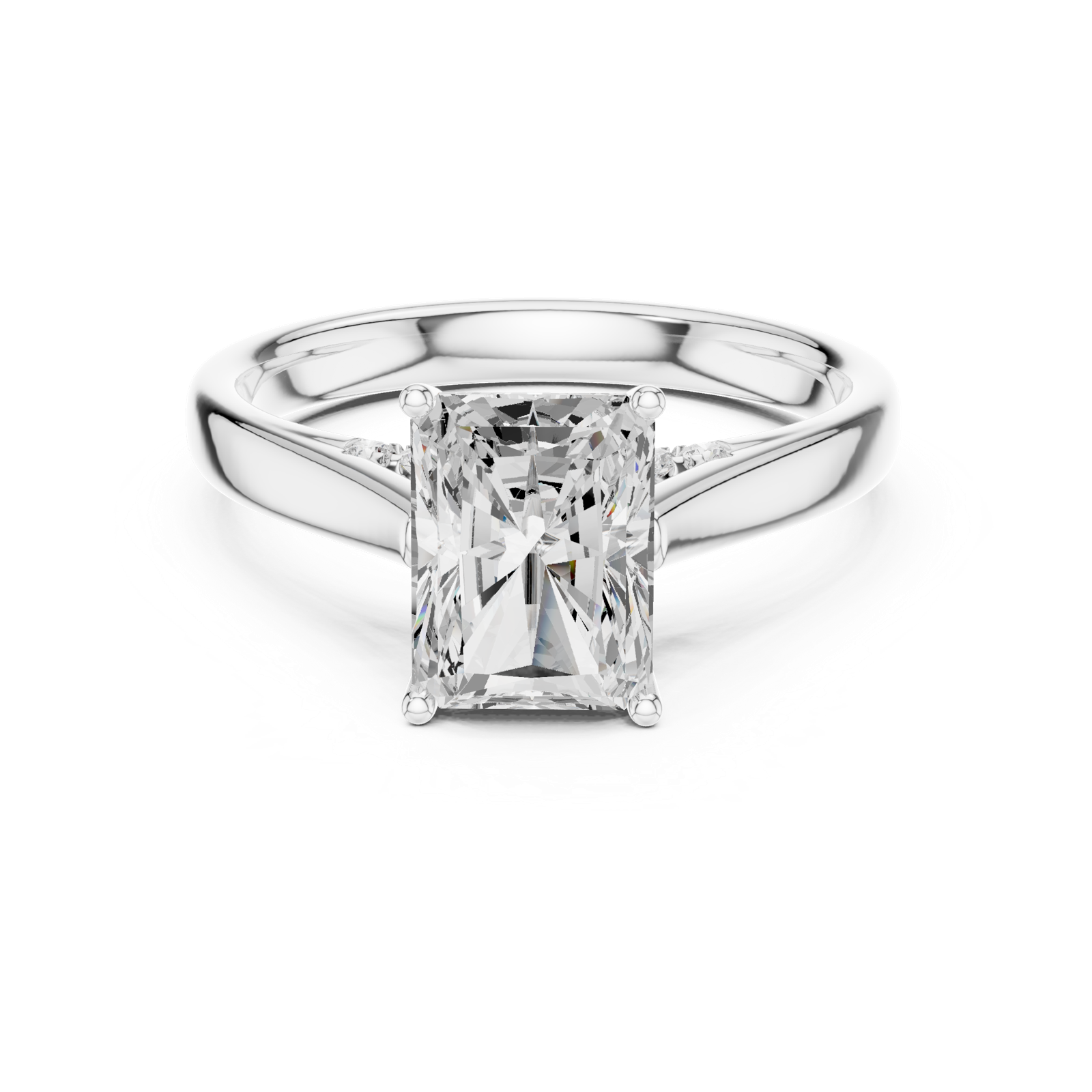 Gold Jewelry L36-18, Radiant center stone, White Gold, view 4