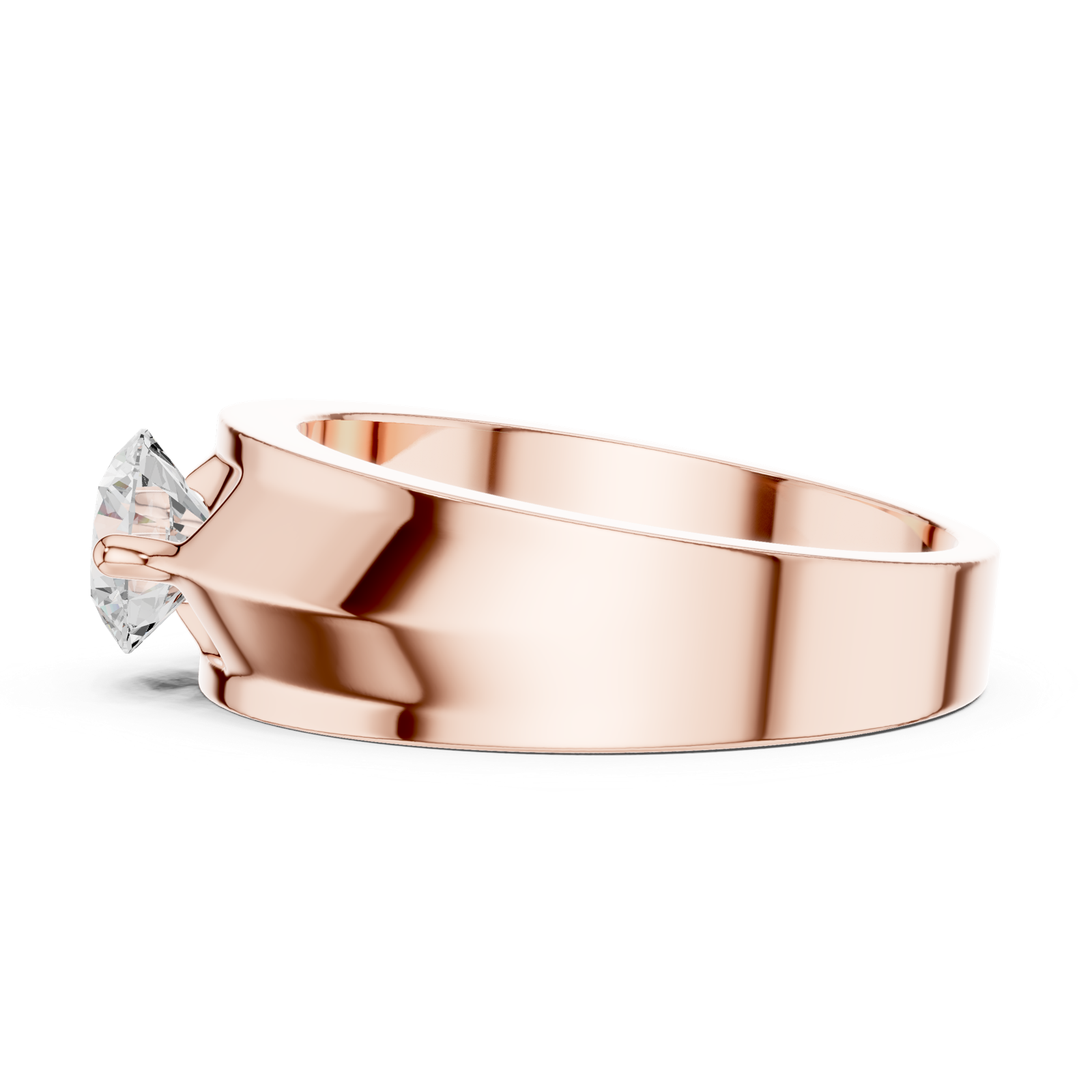 14K Solid Gold Lab Diamond Signet Ring, Rose Gold, view 3