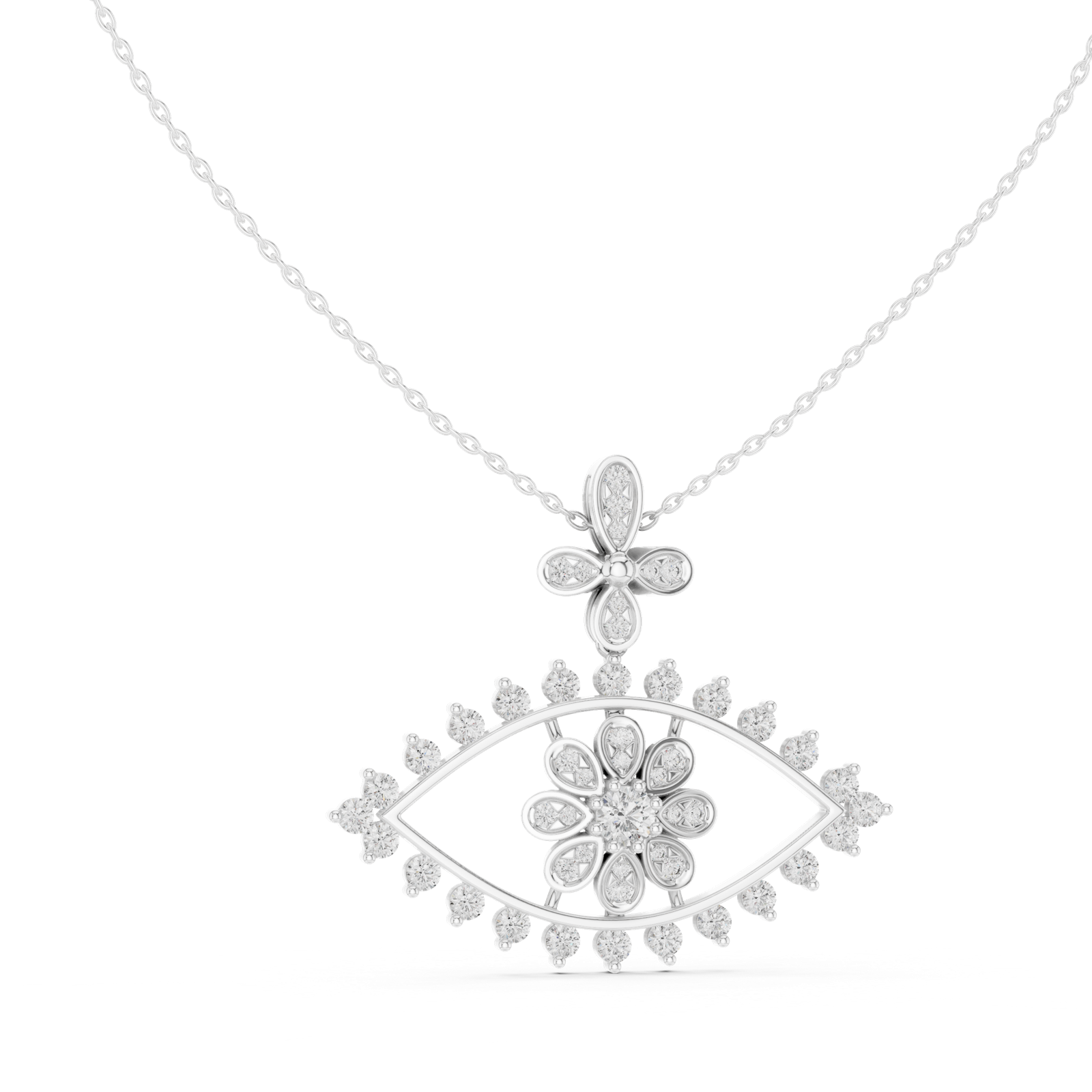 Gold Pendant GPD-0020, White Gold, view 1