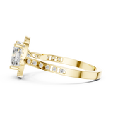 Gold Ring, Cushion center stone, Yellow Gold, view 3