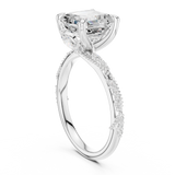 Gold Ring DDLR-167, Asscher center stone, White Gold, view 1