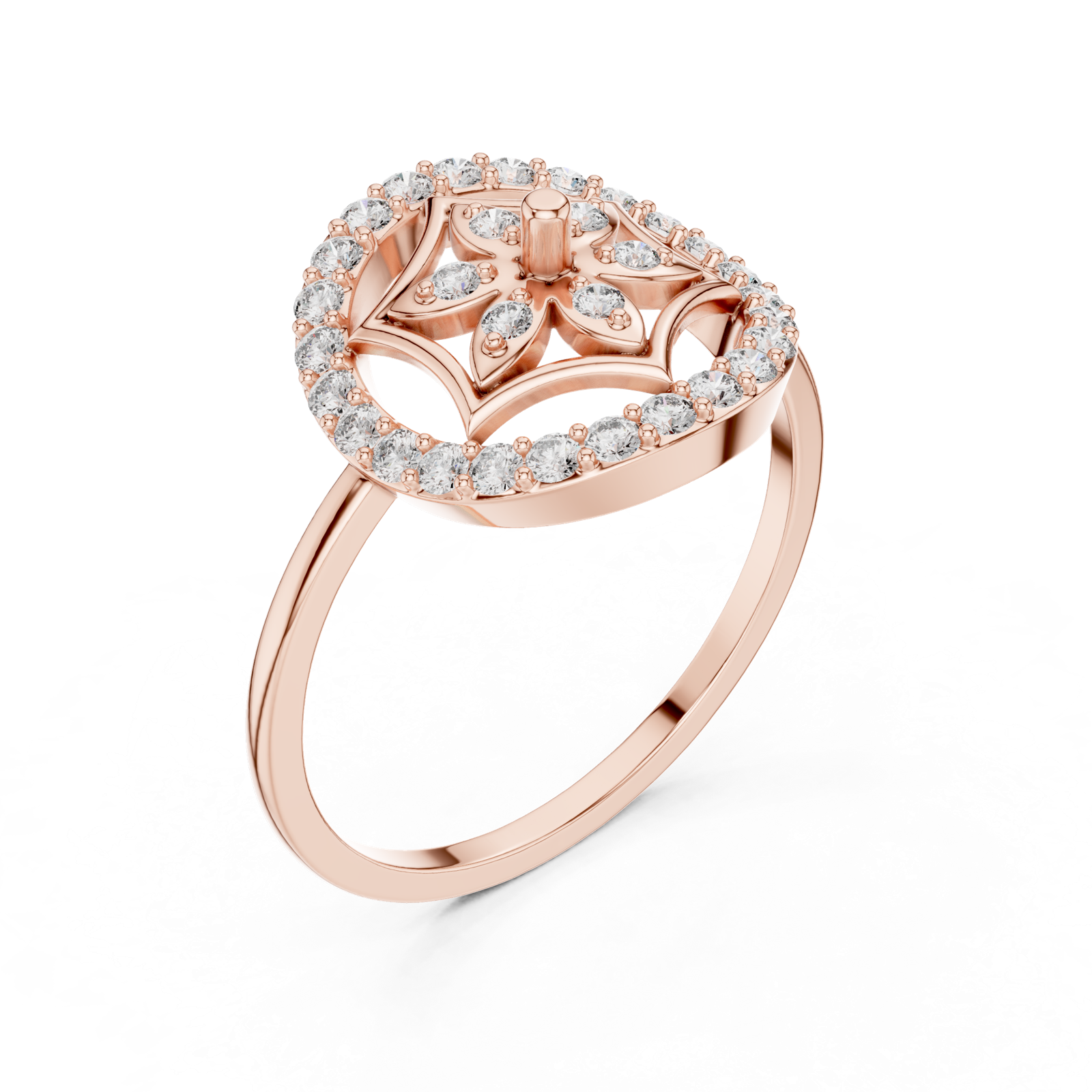 Gold Ring DR-6155, Rose Gold, view 2
