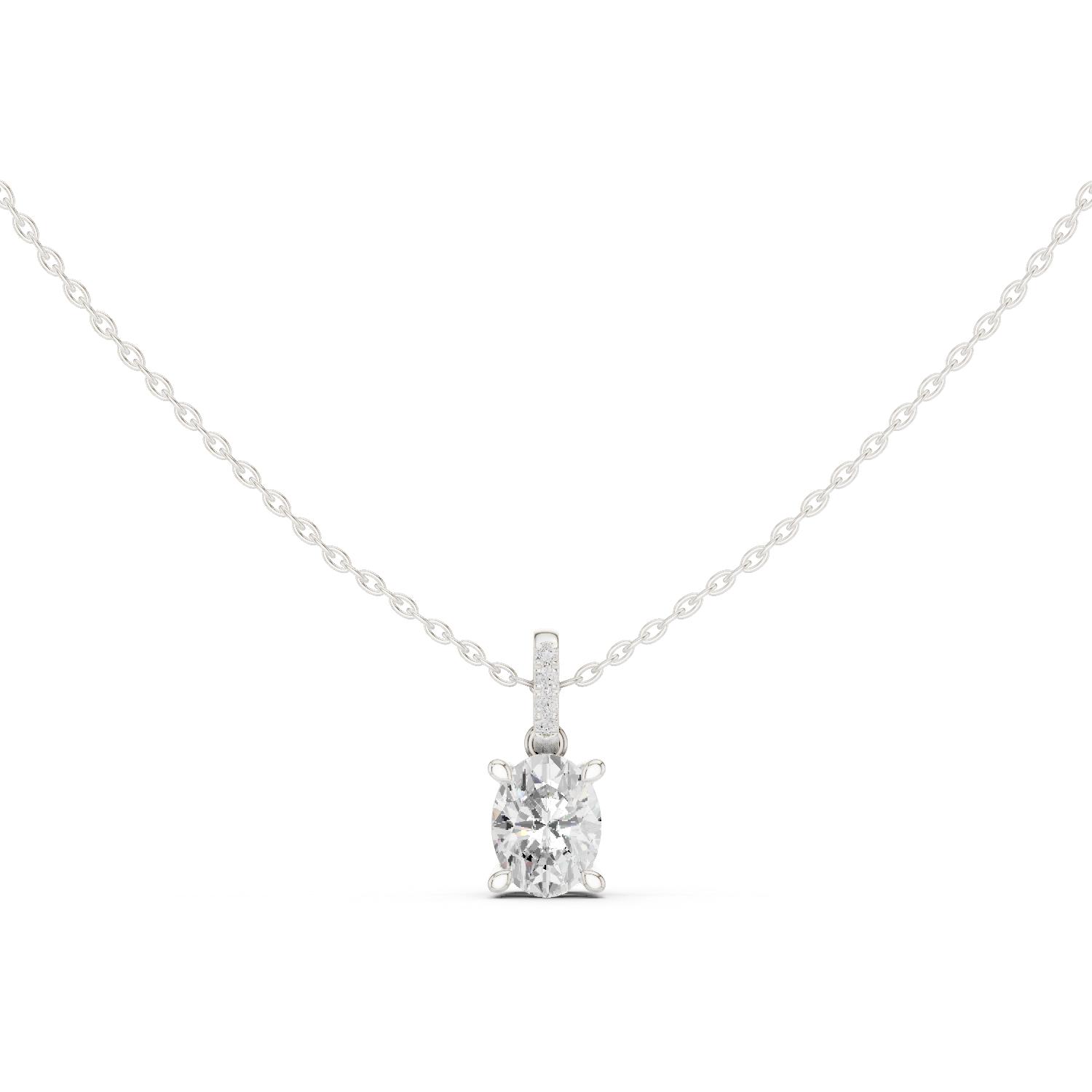 Gold Jewelry DDPO-009, Oval center stone, White Gold