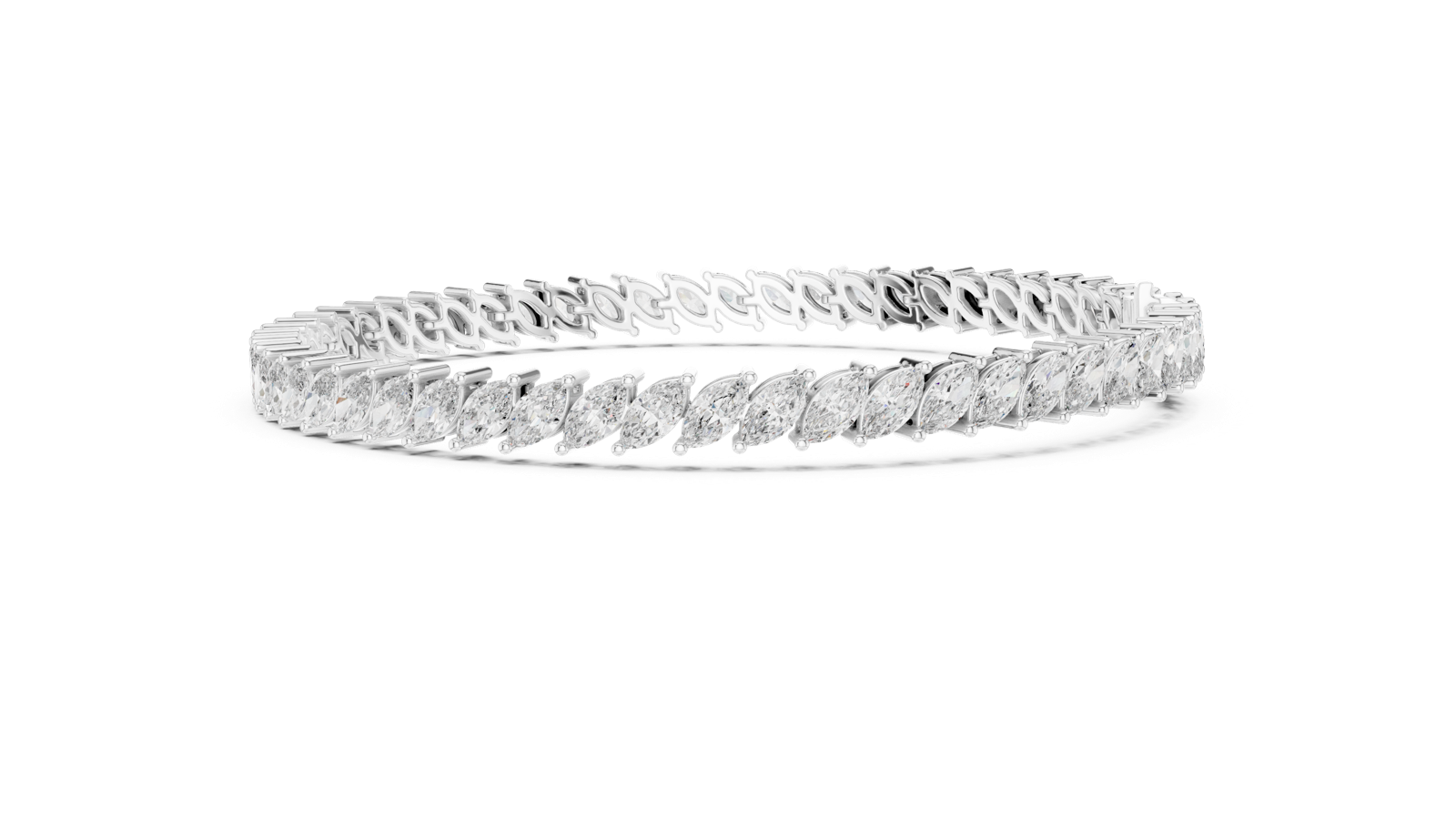 14K Solid Gold Lab Diamond Bracelet, White Gold, view 3