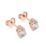 14K Solid Gold Lab Diamond Stud Earrings, Rose Gold, view 2