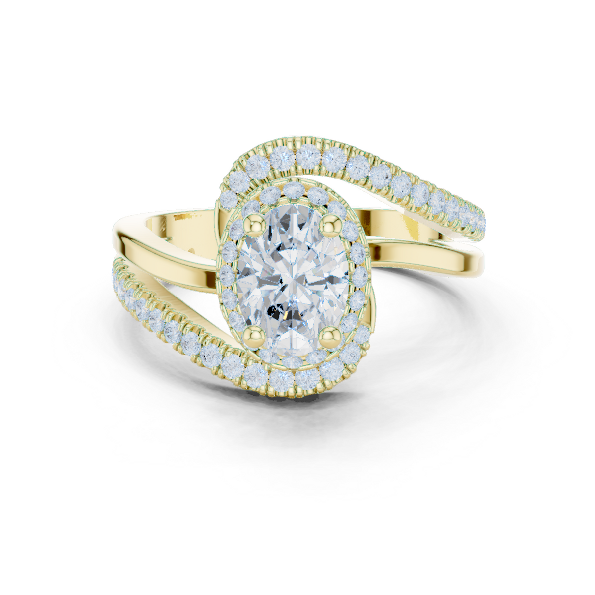 14K Solid Gold Lab Diamond Twist Ring, Yellow Gold