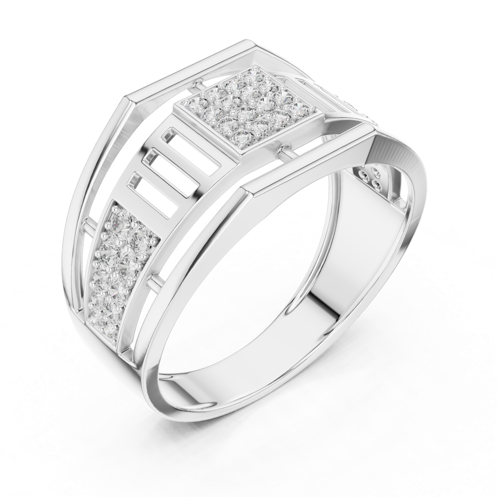 Gold Ring LR-01 (8), White Gold, view 2