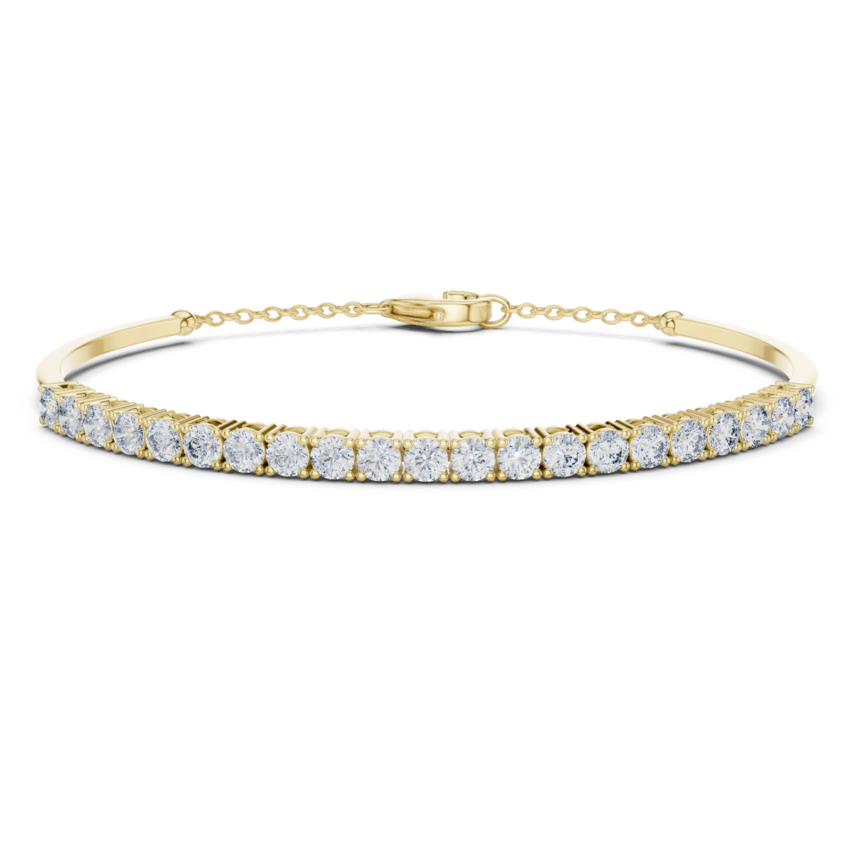 14K Solid Gold Lab Diamond Bracelet, Yellow Gold