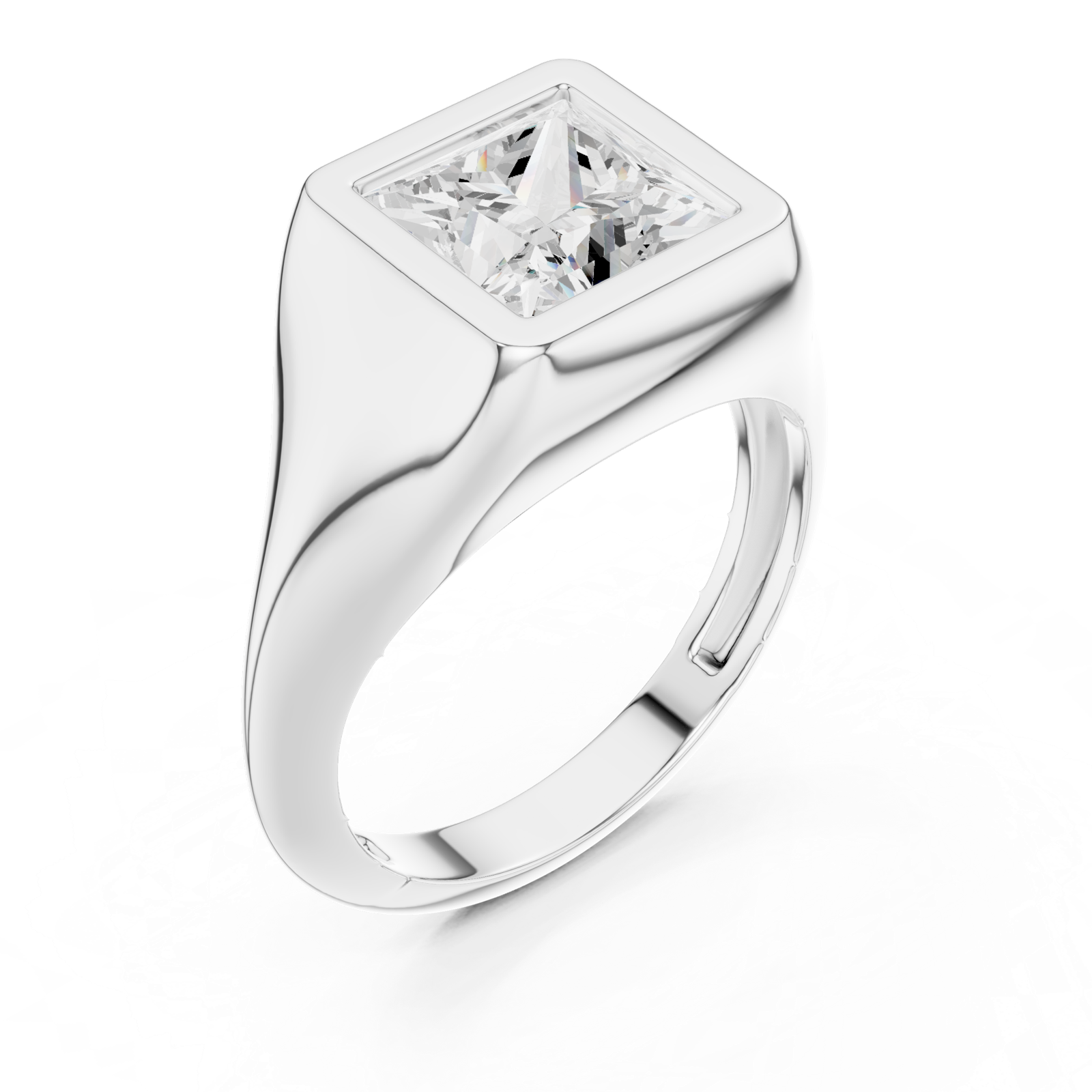 Gold Jewelry L36-4, Princess center stone, White Gold, view 2